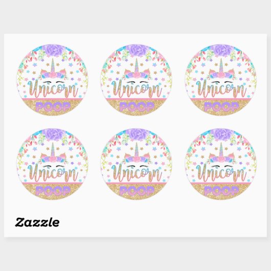 ユニコーンのウンチのステッカーのユニコーンの誕生会の好意 ラウンドシール (シート)