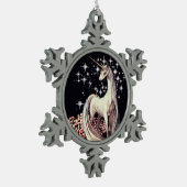 ユニコーンのオーナメント スノーフレークピューターオーナメント (左)