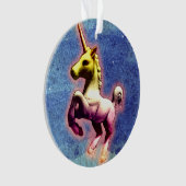 ユニコーンのオーナメント-円のリボン(銀河系のきらめく) オーナメント (正面)