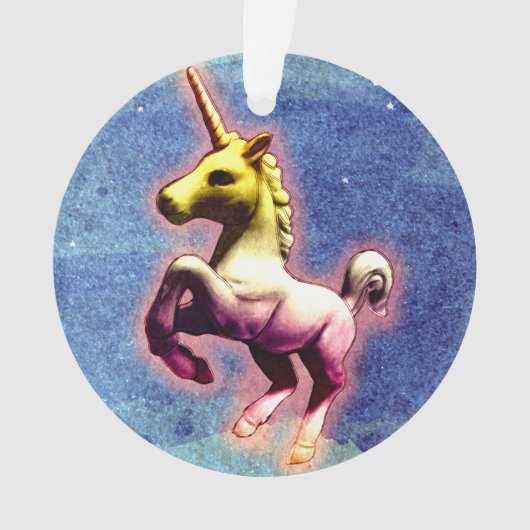 ユニコーンのオーナメント-円のリボン(銀河系のきらめく) オーナメント (正面)