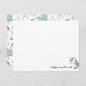 ユニコーンのカスタマイズ可能 女の子のステーショナリー ノートカード (正面/裏面)