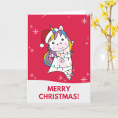 ユニコーンのクリスマス スノー ウィンター 動物 ユニコーン カー カード (黄色い花)