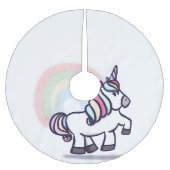 ユニコーンのクリスマス ブラッシュドポリエステルツリースカート (正面)