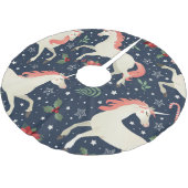 ユニコーンのクリスマス：中世プリント ブラッシュドポリエステルツリースカート (アングル)