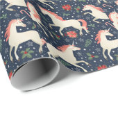 ユニコーンのクリスマス：中世プリント ラッピングペーパー (ロールコーナー)