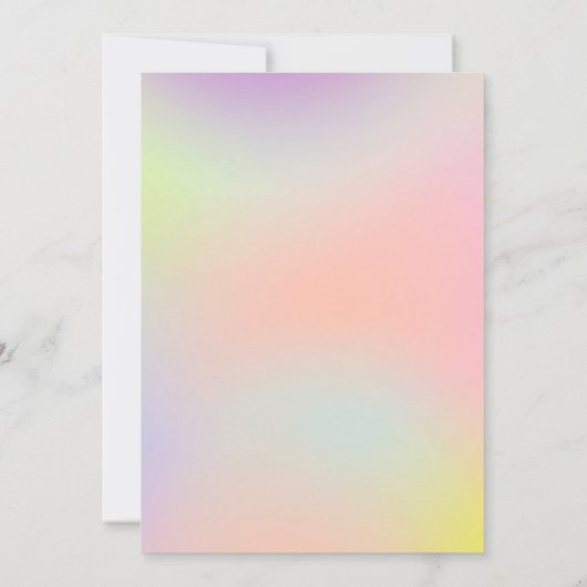 ユニコーンのグラデーションな花柄の手紙のトレンディーの第1誕生日 招待状 (裏面)