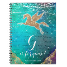 ユニコーンのグリッターの金ゴールドライト青い手紙G