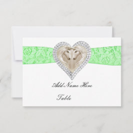 ユニコーンのグリーンレースのテーブルプレイスカード 招待状