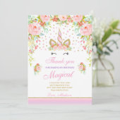 ユニコーンのサンキューカードのピンクの金ゴールドの魔法のユニコーン サンキューカード (スタンド正面)