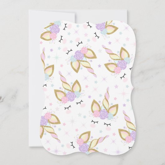 ユニコーンのサンキューカードのピンクの金ゴールドの魔法のユニコーン サンキューカード (裏面)