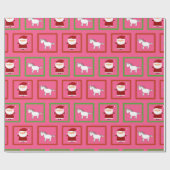 ユニコーンのサンタクロースピンクのパターン ラッピングペーパー (フラット)