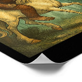 ユニコーンのシャツに乗るビッグフット男の女の子Sasq ポスター (角)