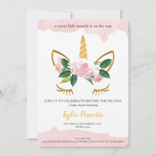 ユニコーンのシャワー 招待状 (正面)