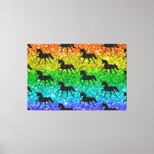 ユニコーンのシルエット 虹 ラメ LGBTQ プライド キャンバスプリント