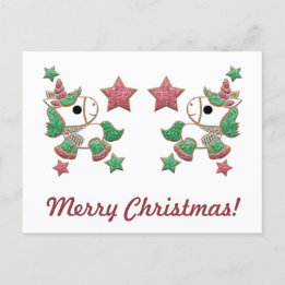 ユニコーンのジンジャーブレッドのクッキー「メリークリスマス!」 ポストカード