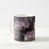 ユニコーンのスカルのゴシック様式紫色のバラの金ゴールドのグリッター コーヒーマグカップ (正面左)