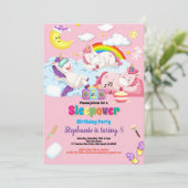 ユニコーンのスリープオーバー誕生日パーティー 招待状 (スタンド正面)