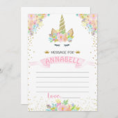 ユニコーンのタイムカプセルの一致の挿入物カード 招待状 (正面/裏面)