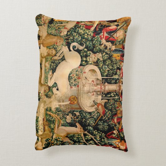 ユニコーンのタペストリーが伝説の神話を見つけた アクセントクッション (裏面(縦))