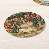 ユニコーンのタペストリーが伝説の神話を見つけた ラウンドペーパーコースター (アングル)