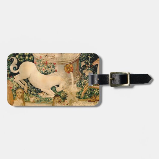 ユニコーンのタペストリーが伝説の神話を見つけた ラゲッジタグ (正面横)
