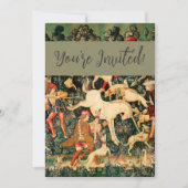 ユニコーンのタペストリー 中世クラシック 狩猟を守る 招待状 (正面)