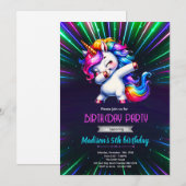 ユニコーンのダンス 誕生日パーティーの招待状 招待状 (正面/裏面)
