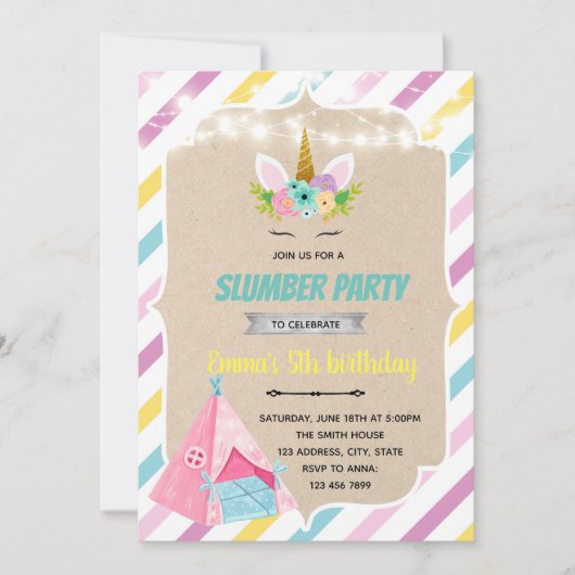 ユニコーンのテレピースランバーの招待 招待状 (正面)