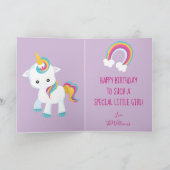 ユニコーンのテーマの2歳の誕生日おめでとうベイビーガール カード (内部)