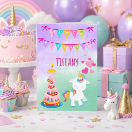 ユニコーンのテーマの2歳の誕生日おめでとうベイビーガール カード