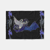 ユニコーンのドラゴンの青く白いPegacornの馬の子馬 フリースブランケット (正面(横))