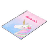 ユニコーンのノート(名前とパーソナライズな) ノートブック (左側)