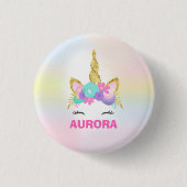 ユニコーンのバッジのユニコーンの好意のパーティーPinのピンク及び金ゴールド 缶バッジ (正面)