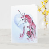 ユニコーンのバレンタインカード カード (黄色い花)