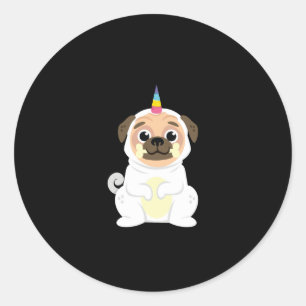 ユニコーンのパグの愛犬家おもしろいなUnipug Pugicorn ラウンドシール