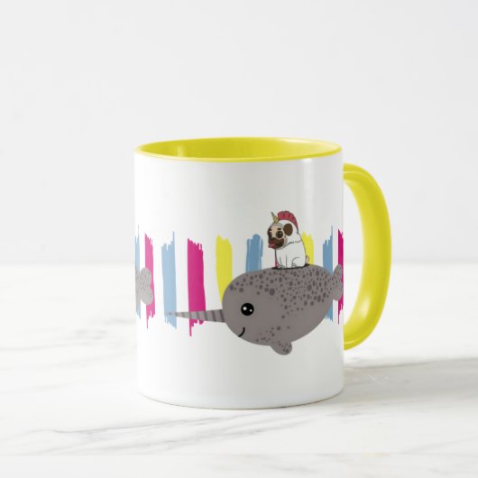 ユニコーンのパグのNarwhalのマグ マグカップ (正面右)