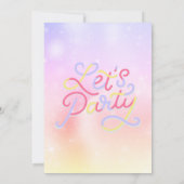 ユニコーンのパジャマを着た女の子のねる会 ツイン誕生日パーティー 招待状 (裏面)