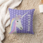 ユニコーンのパステル調の紫色の水玉模様 クッション (ブランケット)