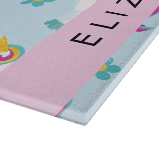 ユニコーンのパターン,かわいいユニコーン,あなたの名前 カッティングボード (角)