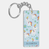 ユニコーンのパターン,かわいいユニコーン,あなたの名前 キーホルダー (正面左)