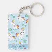 ユニコーンのパターン,かわいいユニコーン,あなたの名前 キーホルダー (裏面)