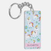 ユニコーンのパターン,かわいいユニコーン,あなたの名前 キーホルダー (正面左)