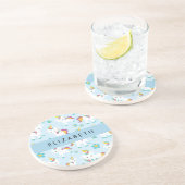 ユニコーンのパターン,かわいいユニコーン,あなたの名前 コースター (側面)