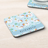 ユニコーンのパターン,かわいいユニコーン,あなたの名前 コースター (左側)