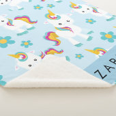 ユニコーンのパターン,かわいいユニコーン,あなたの名前 シェルパブランケット (3/4)