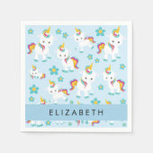 ユニコーンのパターン,かわいいユニコーン,あなたの名前 スタンダードカクテルナプキン (正面)