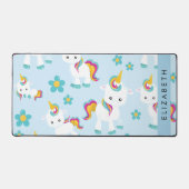 ユニコーンのパターン,かわいいユニコーン,あなたの名前 デスクマット (正面)