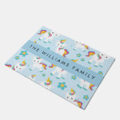 ユニコーンのパターン,かわいいユニコーン,あなたの名前 ドアマット (アングル)