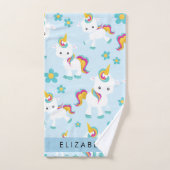ユニコーンのパターン,かわいいユニコーン,あなたの名前 バスタオルセット (ハンドタオル)