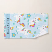 ユニコーンのパターン,かわいいユニコーン,あなたの名前 バスタオルセット (ハンドタオル)